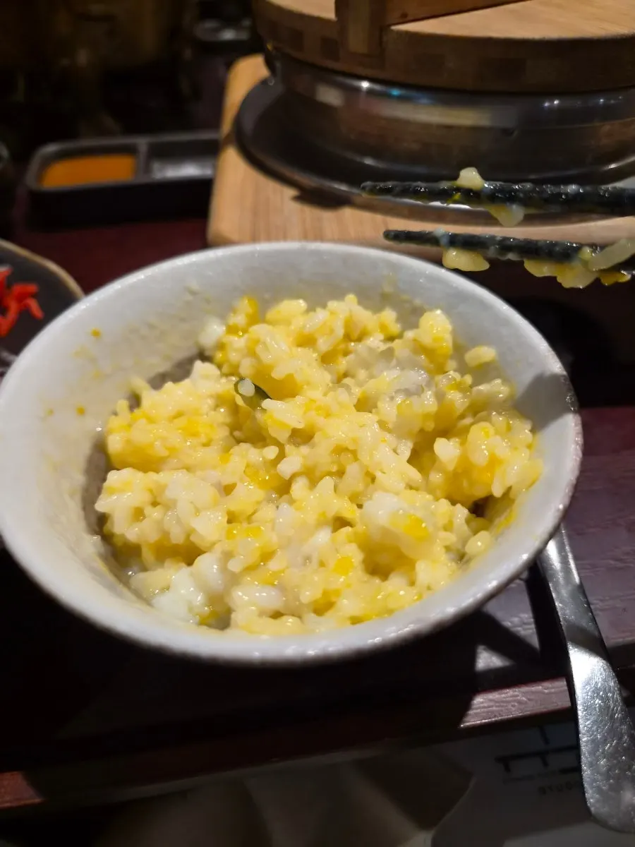 Table set with cabbage salad and jang-guk soup