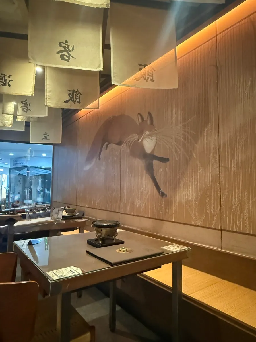 Bar table seating with a Japanese atmosphere at Gyudo