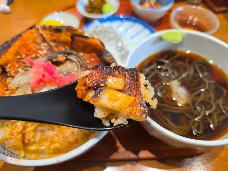 밥과 양파를 함께 떠올린 차슈동 한 숟갈