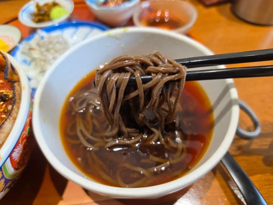 모밀 육수에 담근 메밀면