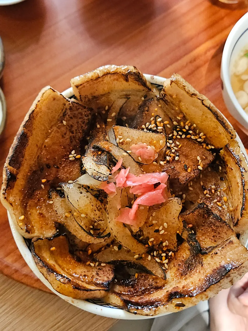 Close-up of smoky chasudon meat