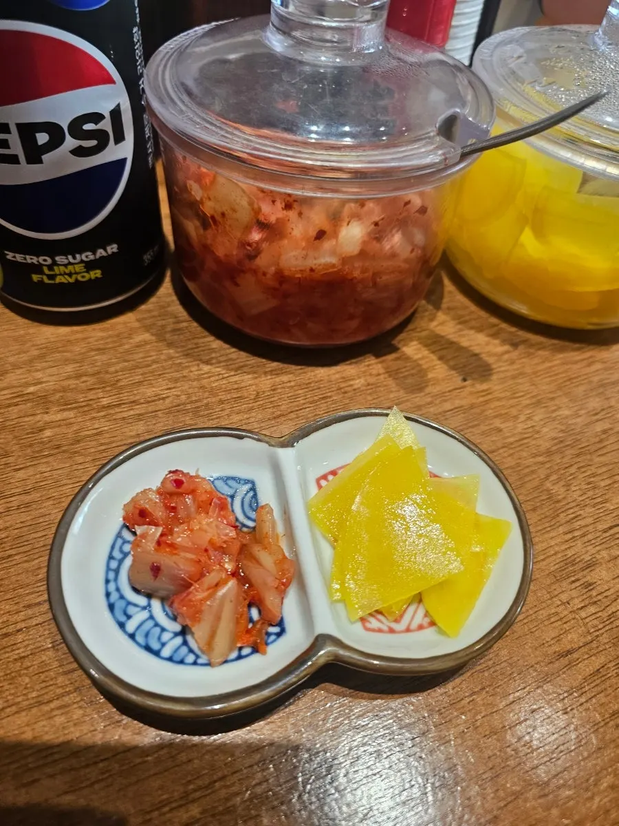 Plate of basic side dishes at Gyudongjip Ajou University Branch
