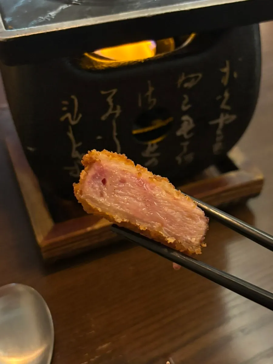 Grilled tenderloin gyukatsu with visible juices