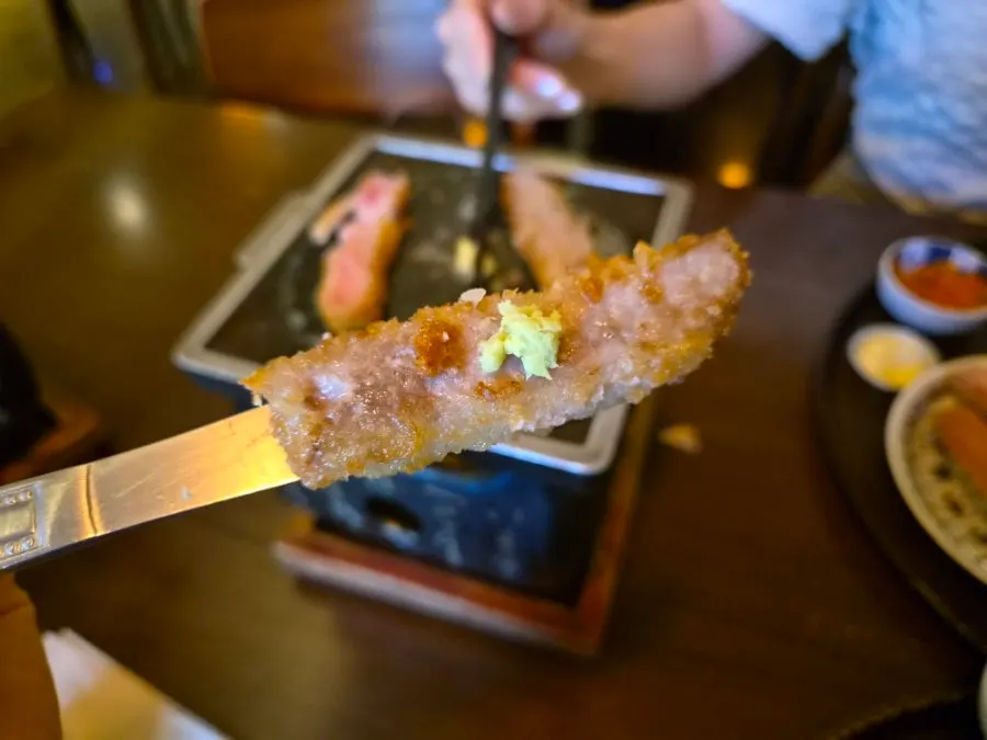 Close-up of grilled sirloin gyukatsu