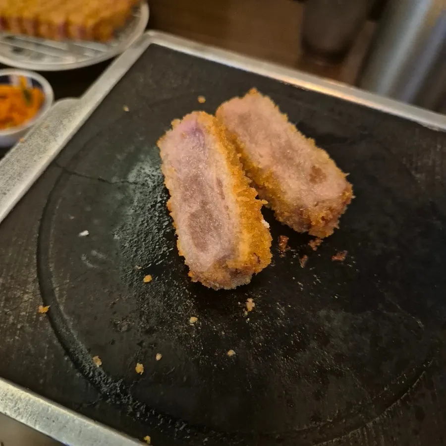 A piece of tenderloin gyukatsu grilled without butter