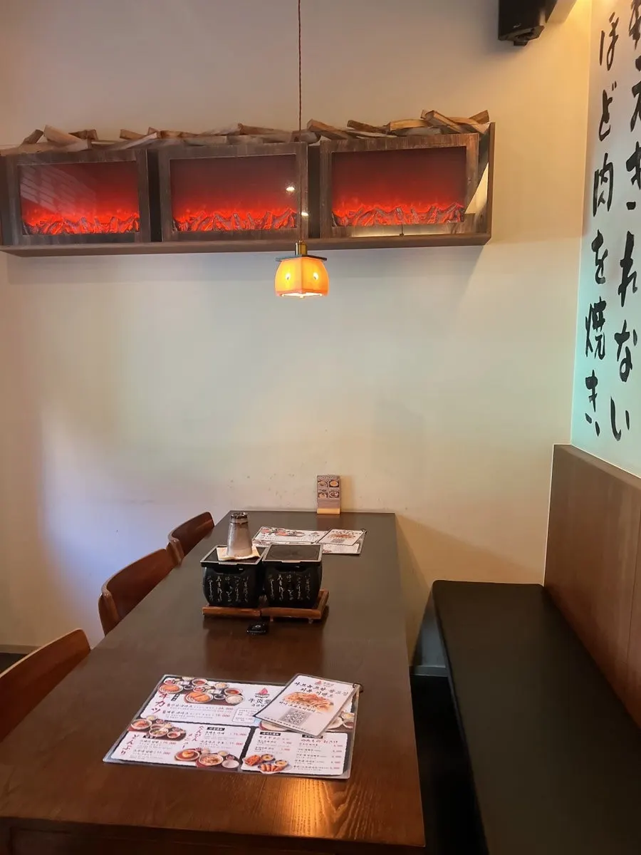 Wood-toned, Japanese-style interior of the Gyuen-dang dining hall