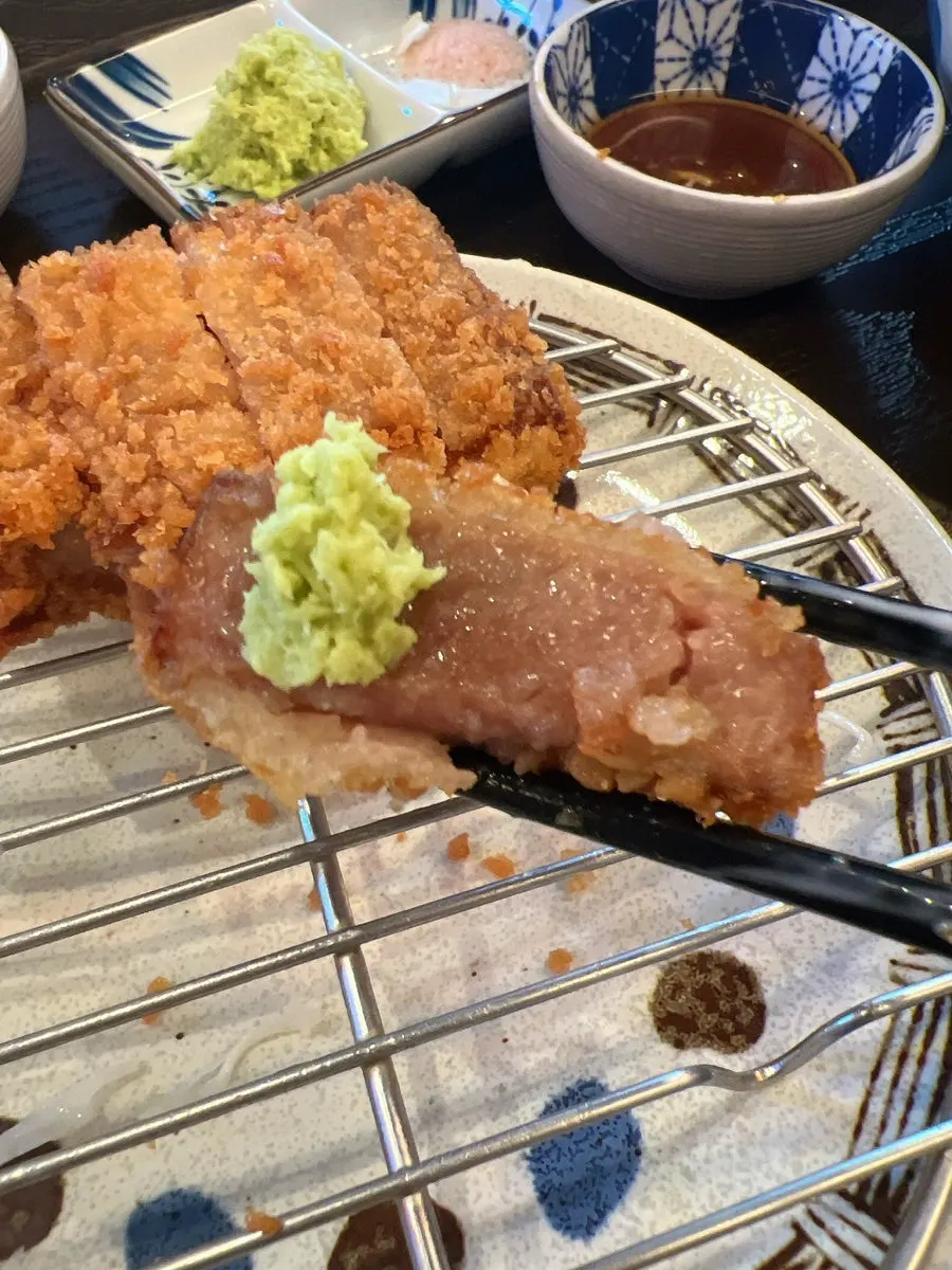Cross-section of butter-coated grilled sirloin gyukatsu