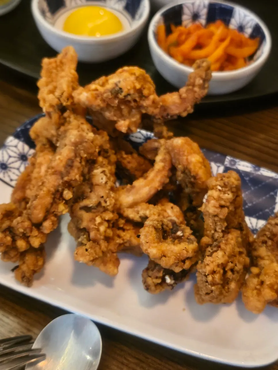 Crispy squid geso-age tempura