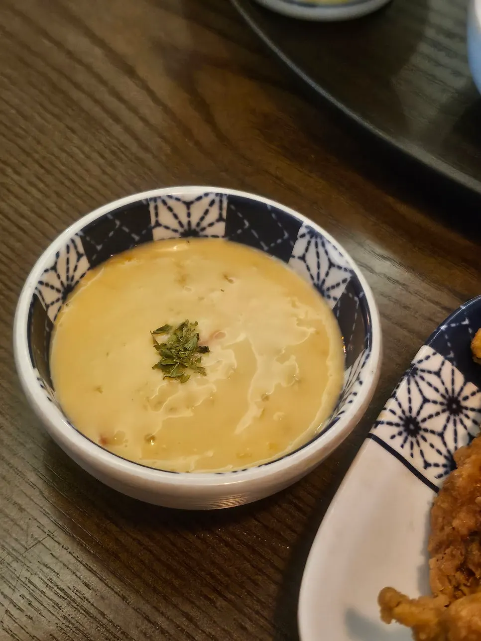 Close-up of geso-age tempura