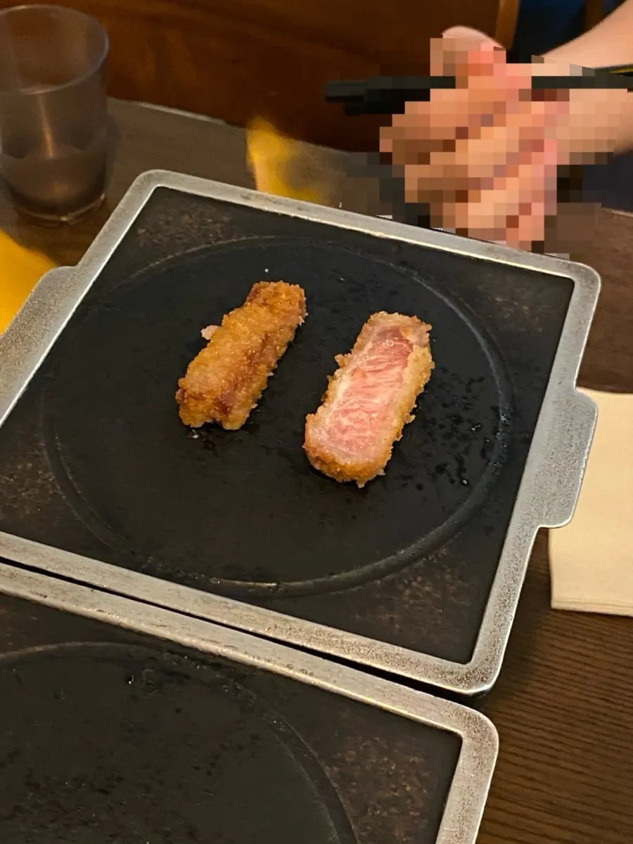 Tenderloin gyukatsu showing a soft cut surface