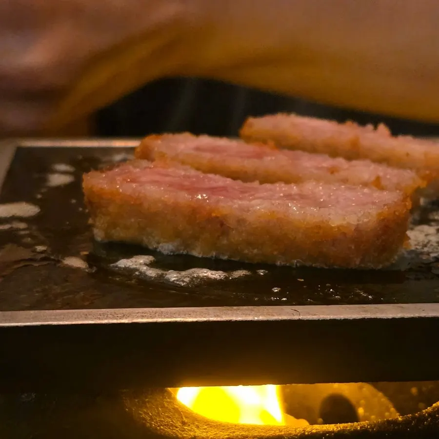 Gyukatsu grilling on the stove
