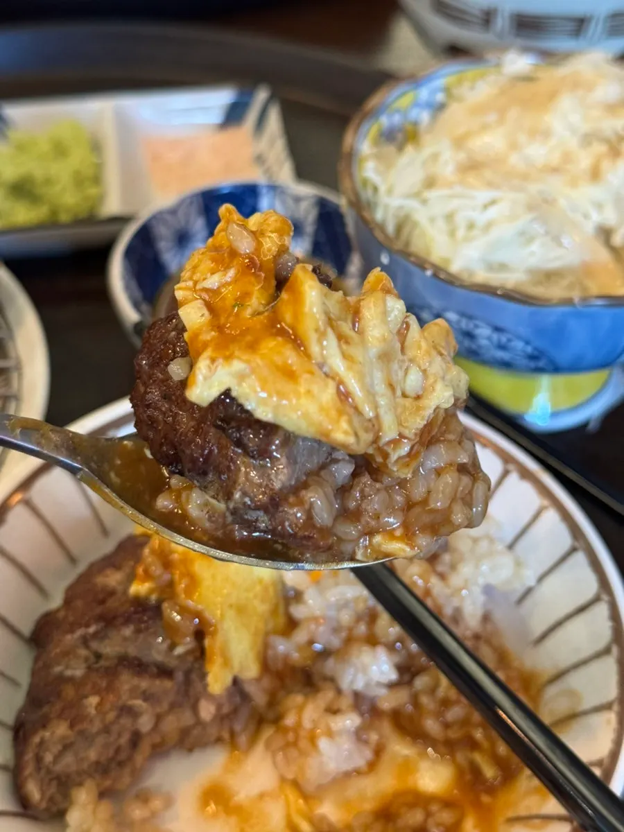 A juicy piece of hamburg steak