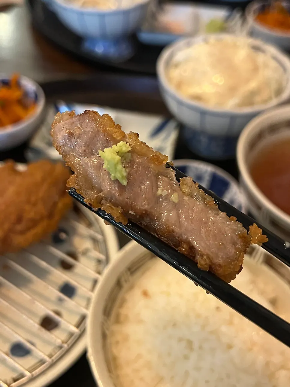 와사비를 올린 채끝 규카츠