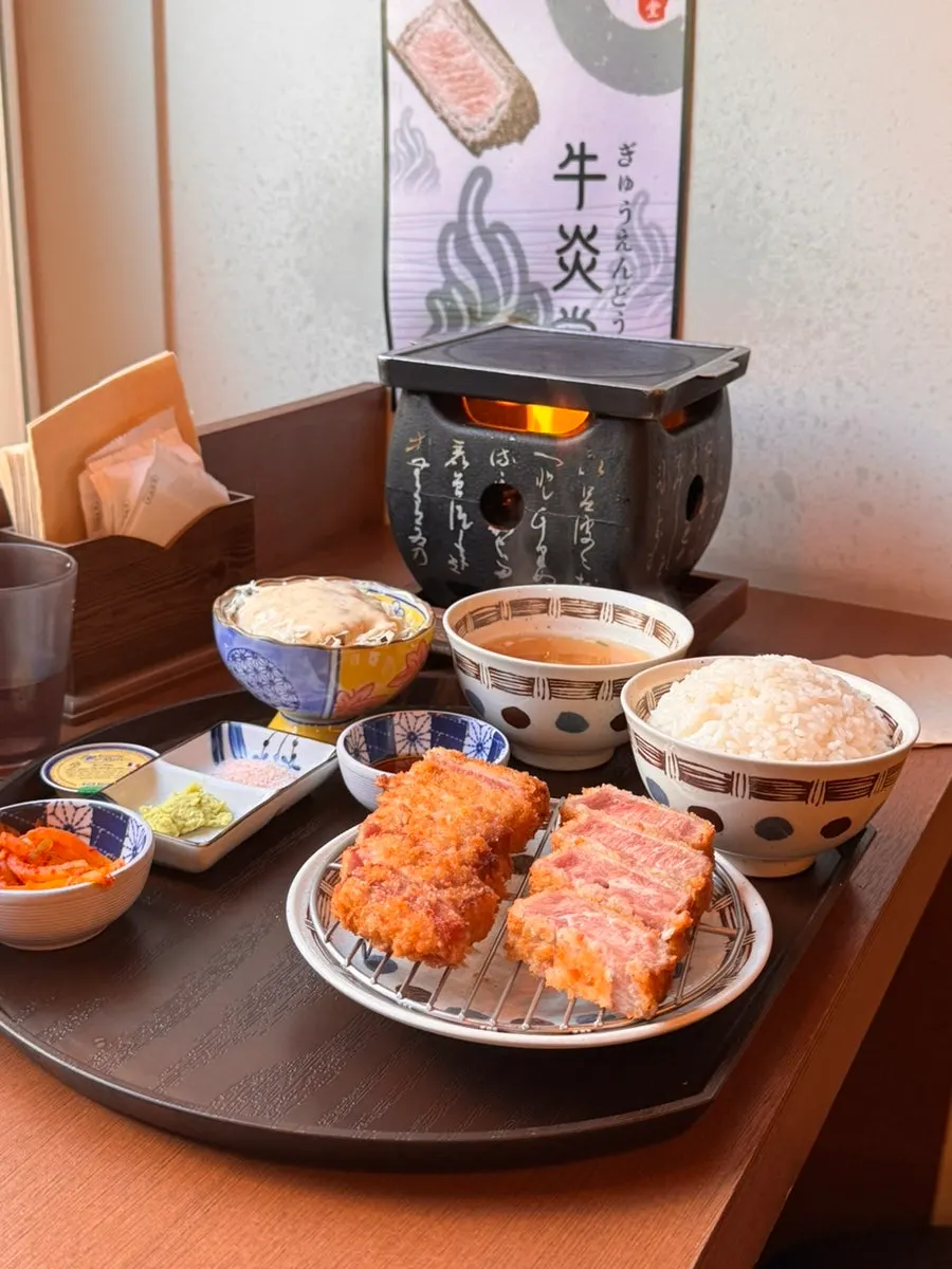 Tenderloin gyukatsu spread with tabletop grill