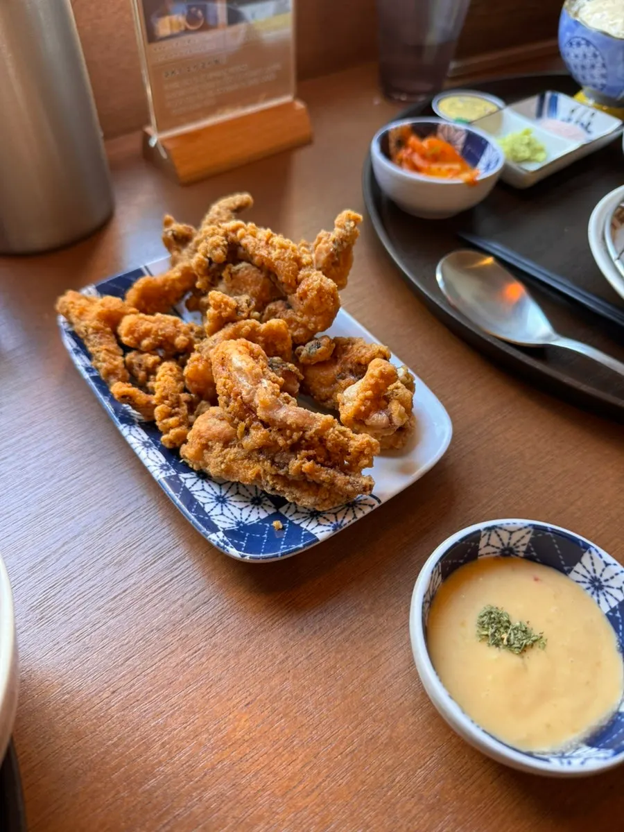 Squid tempura ordered alongside gyukatsu