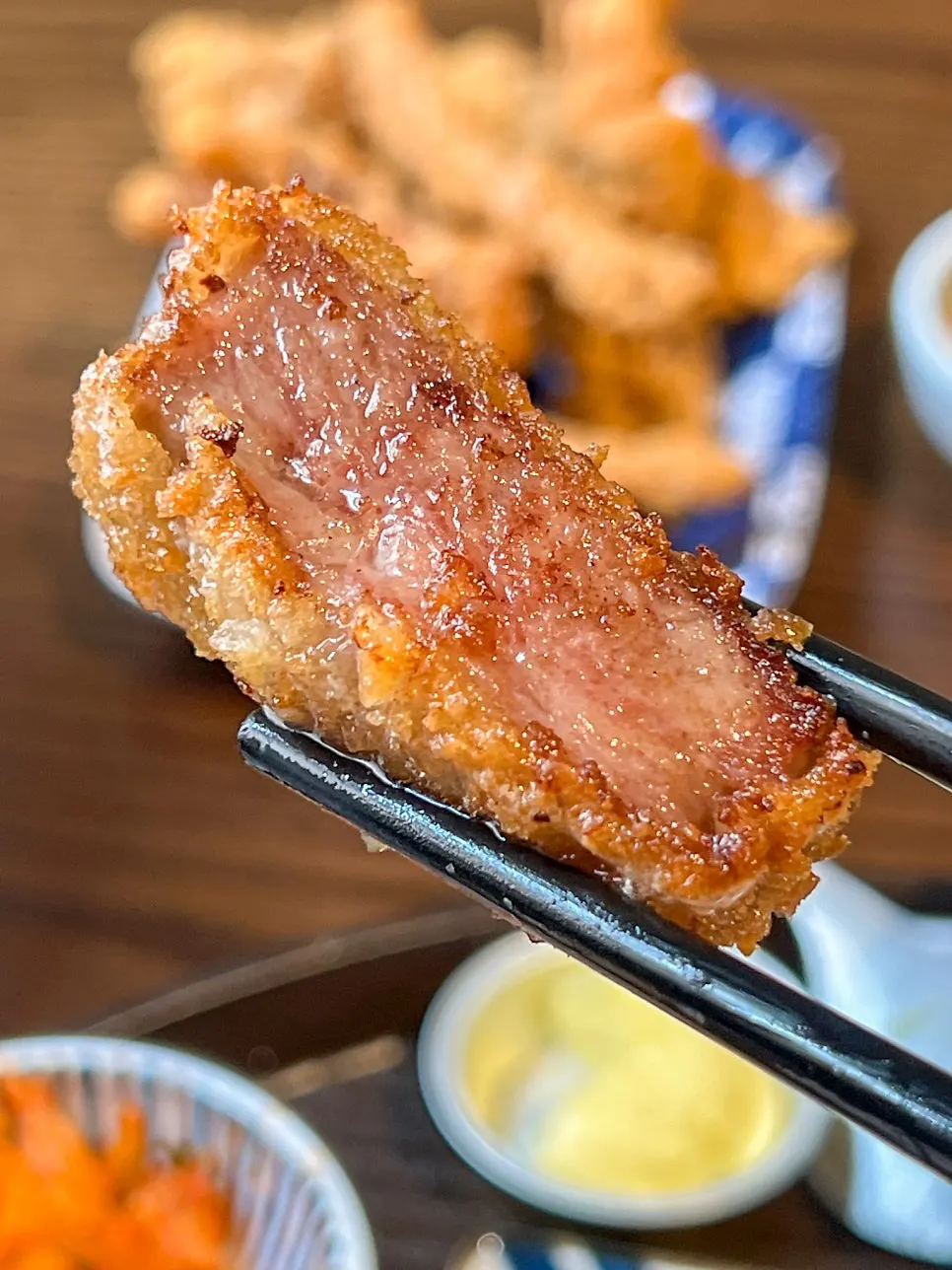 Tenderloin gyukatsu dipped in salt
