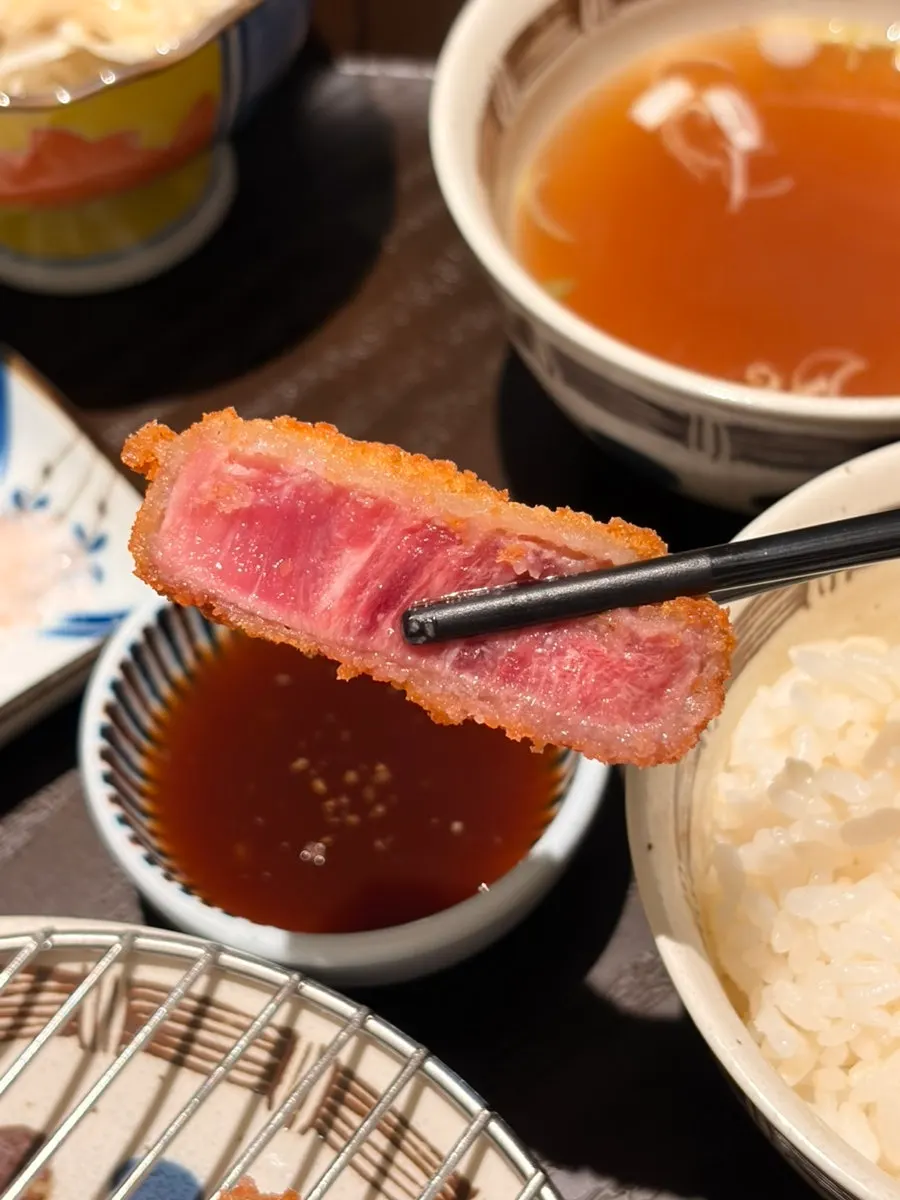 A piece of gyukatsu grilled in butter