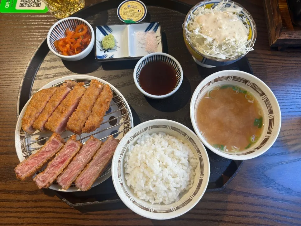 Sirloin gyukatsu set with rice, soup, and salad