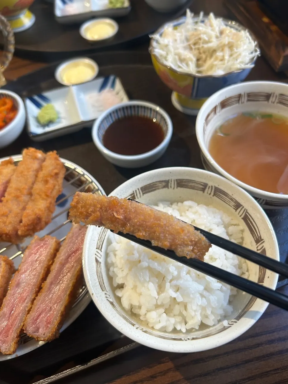 Gyukatsu served with salt and wasabi