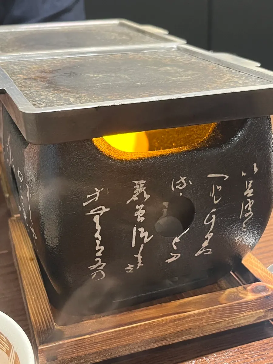 Hot plate heated up for grilling gyukatsu