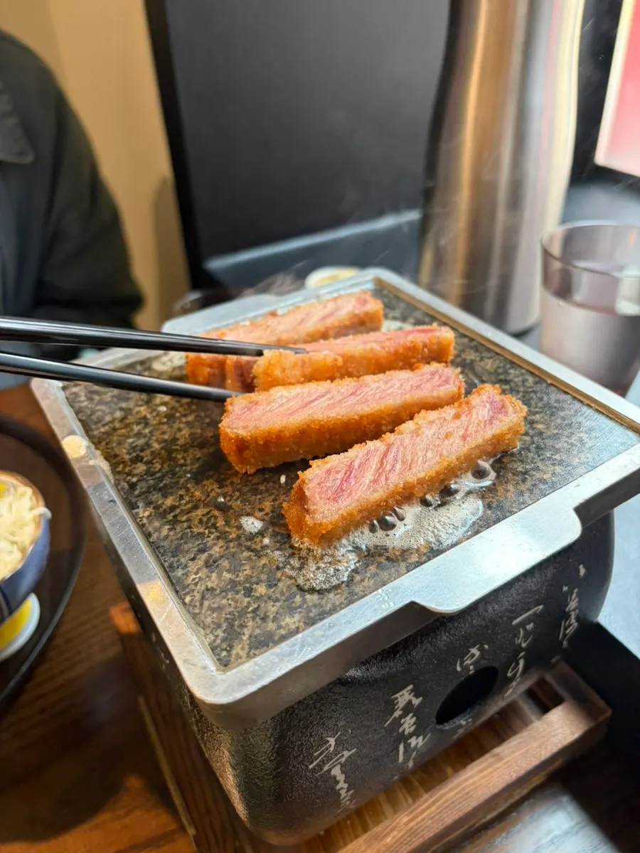 미니 화로 불판에 올린 채끝규카츠