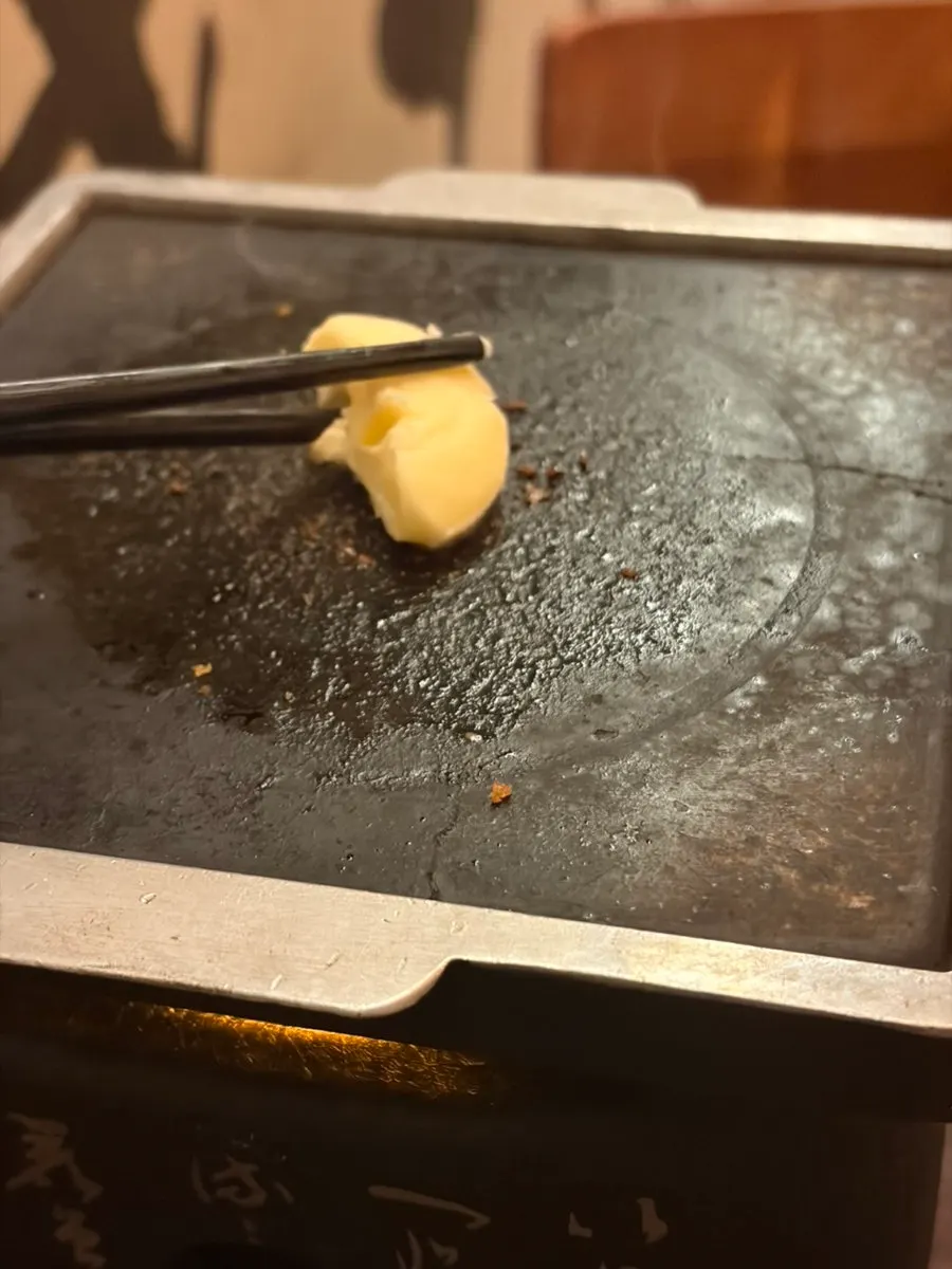 Isigny butter placed on the brazier