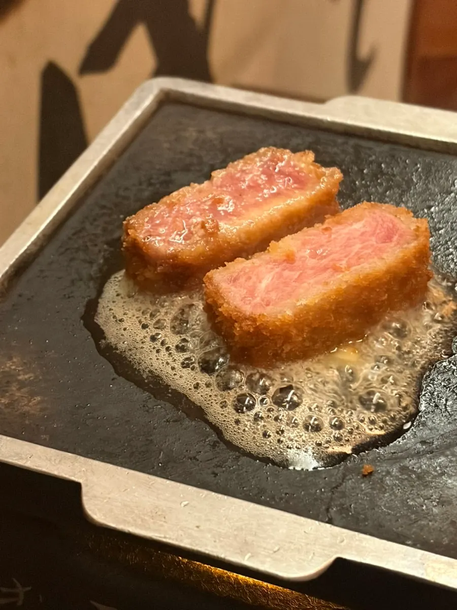 Gyukatsu grilling in melted butter