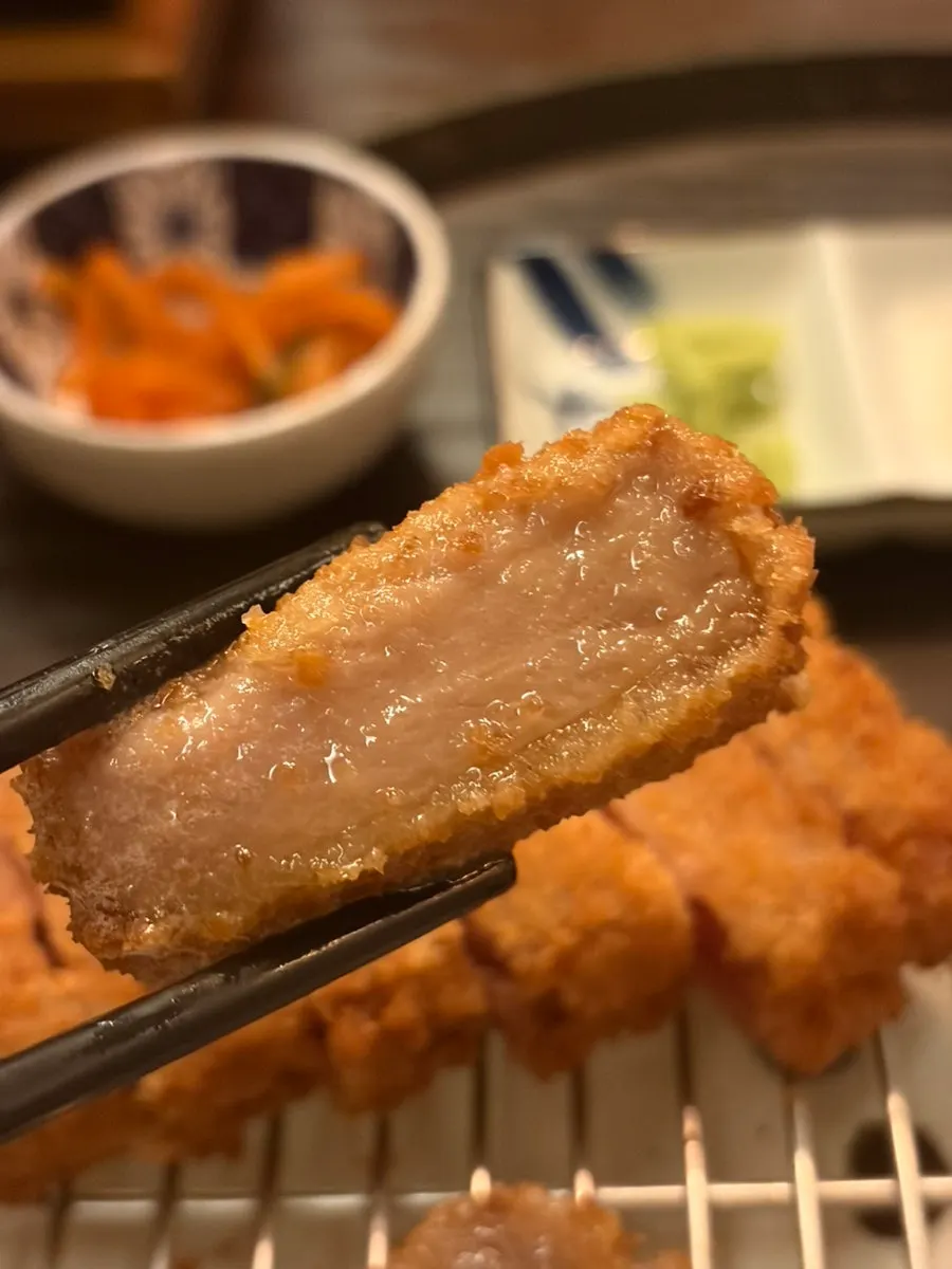A piece of gyukatsu grilled in butter
