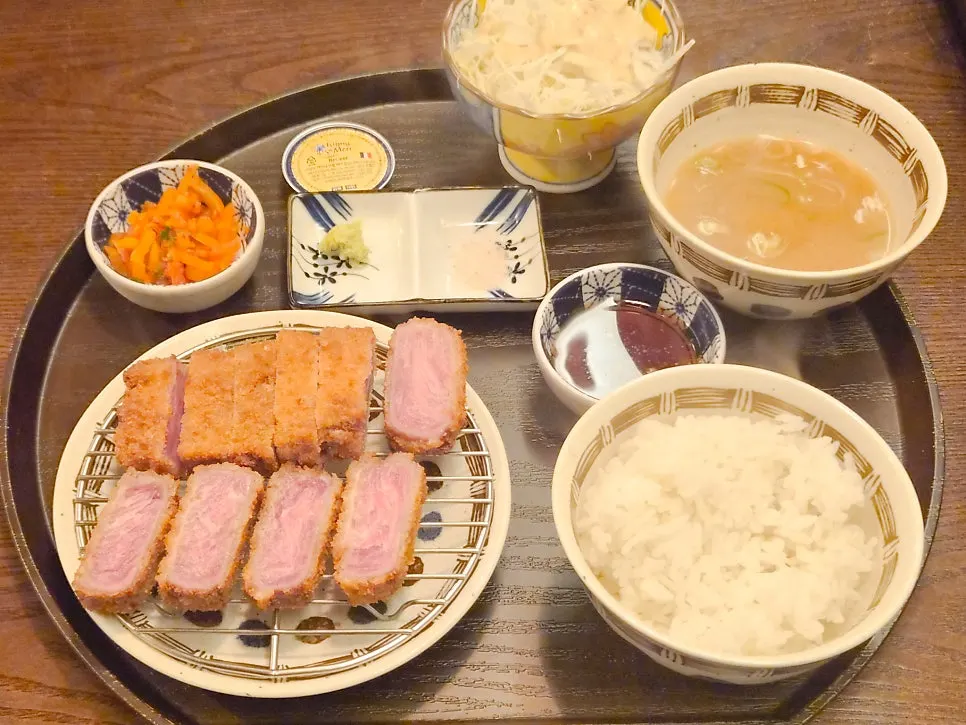 Table spread with tenderloin and striploin gyukatsu