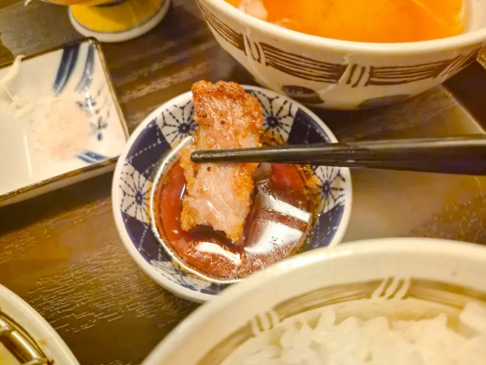 Gyukatsu dipped in the house special sauce