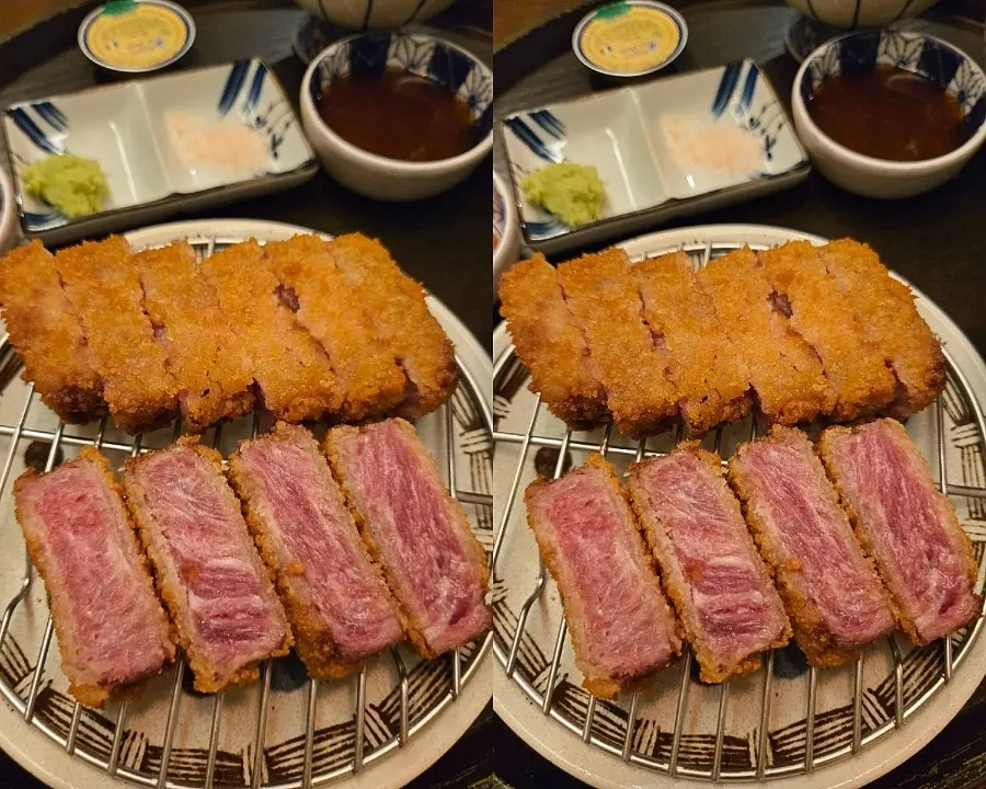 선홍빛 단면이 보이는 안심 규카츠