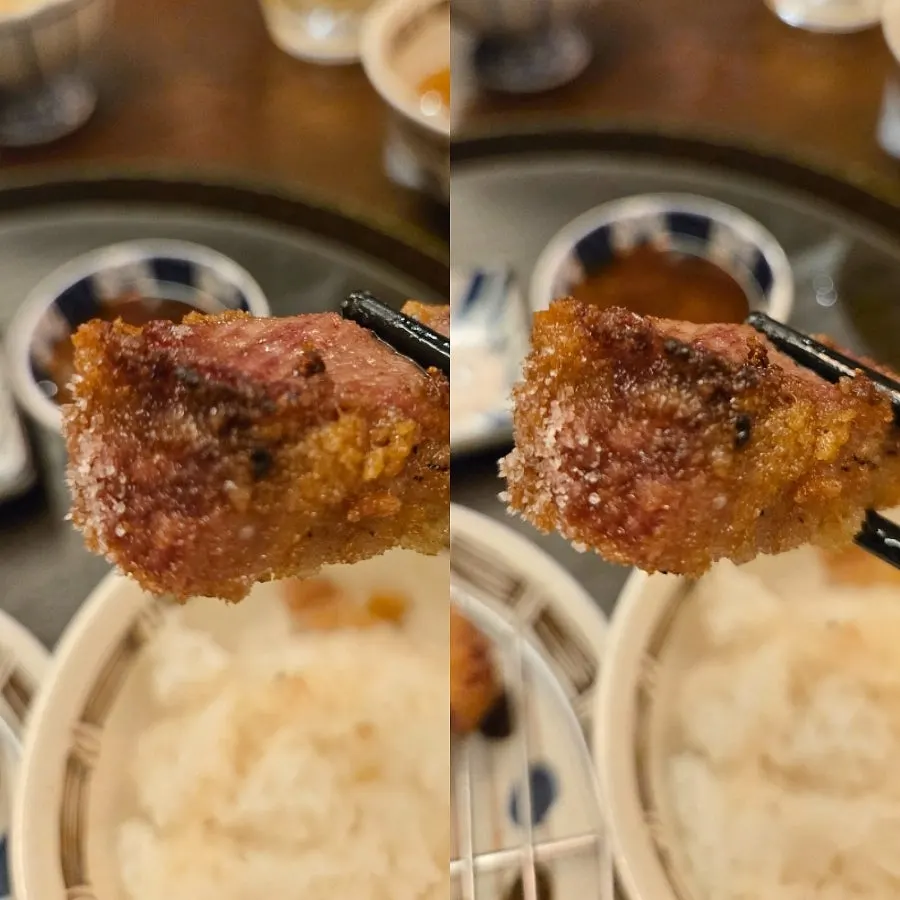 규카츠 세트에 포함된 밥과 국