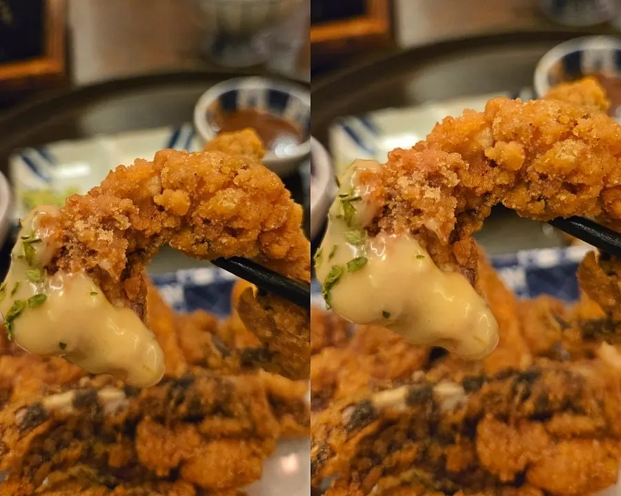 게소아게와 규카츠를 함께 놓은 테이블