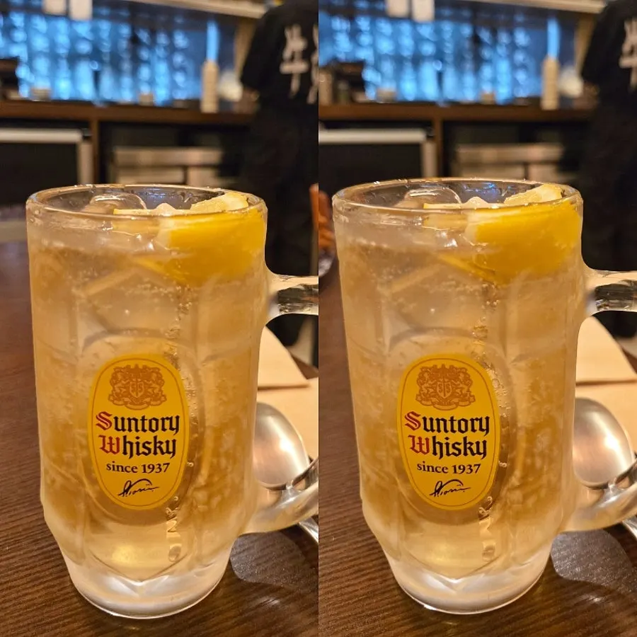 규카츠와 함께한 산토리 하이볼 한 잔