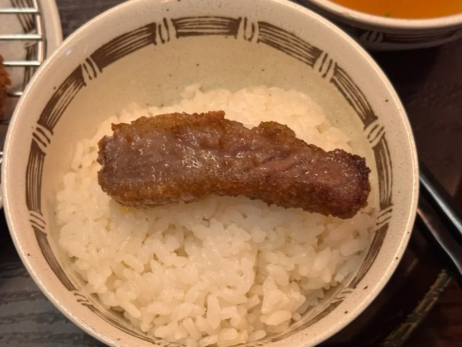 Grilled beef katsu served with salt and wasabi
