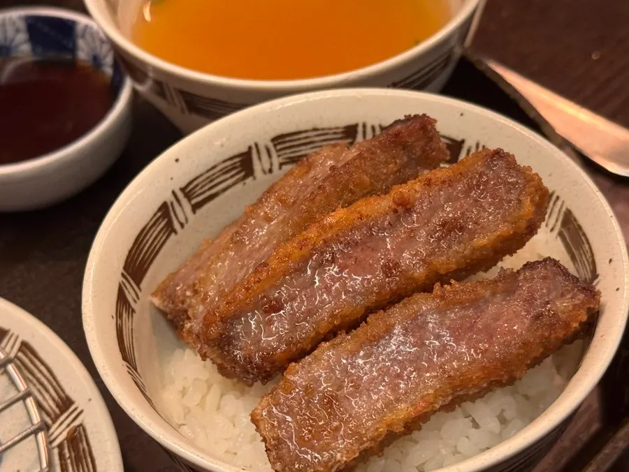 The last piece of beef katsu on the grill