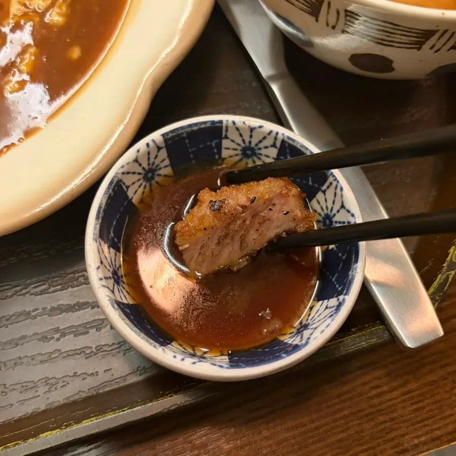 Close-up of striploin gyukatsu seared only on the surface