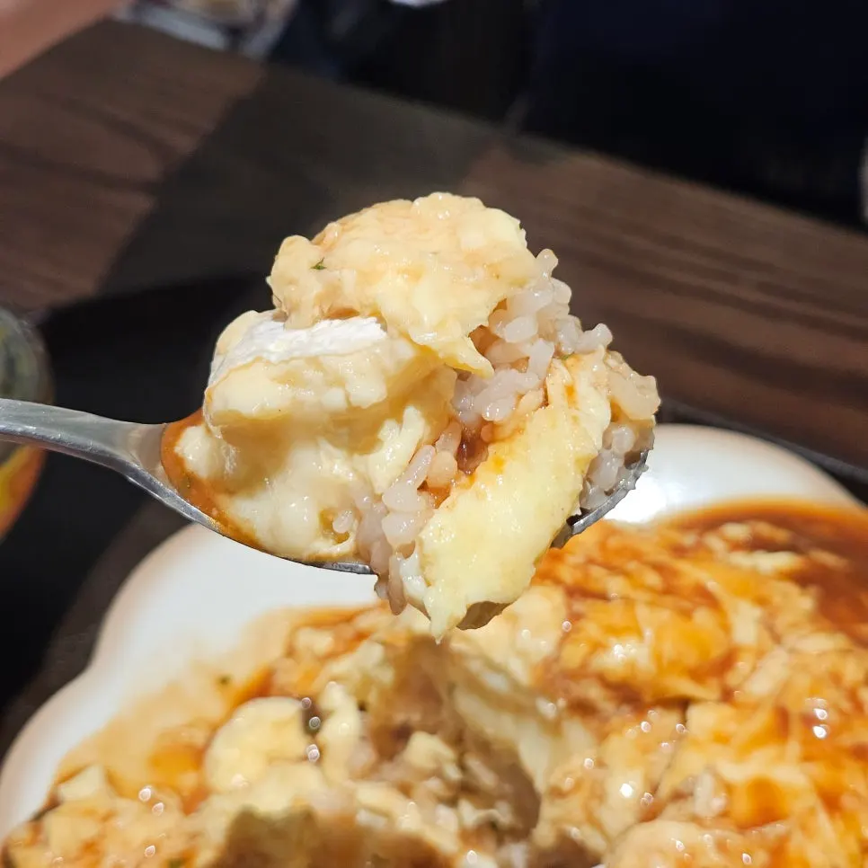 Melted brie cheese and fried rice