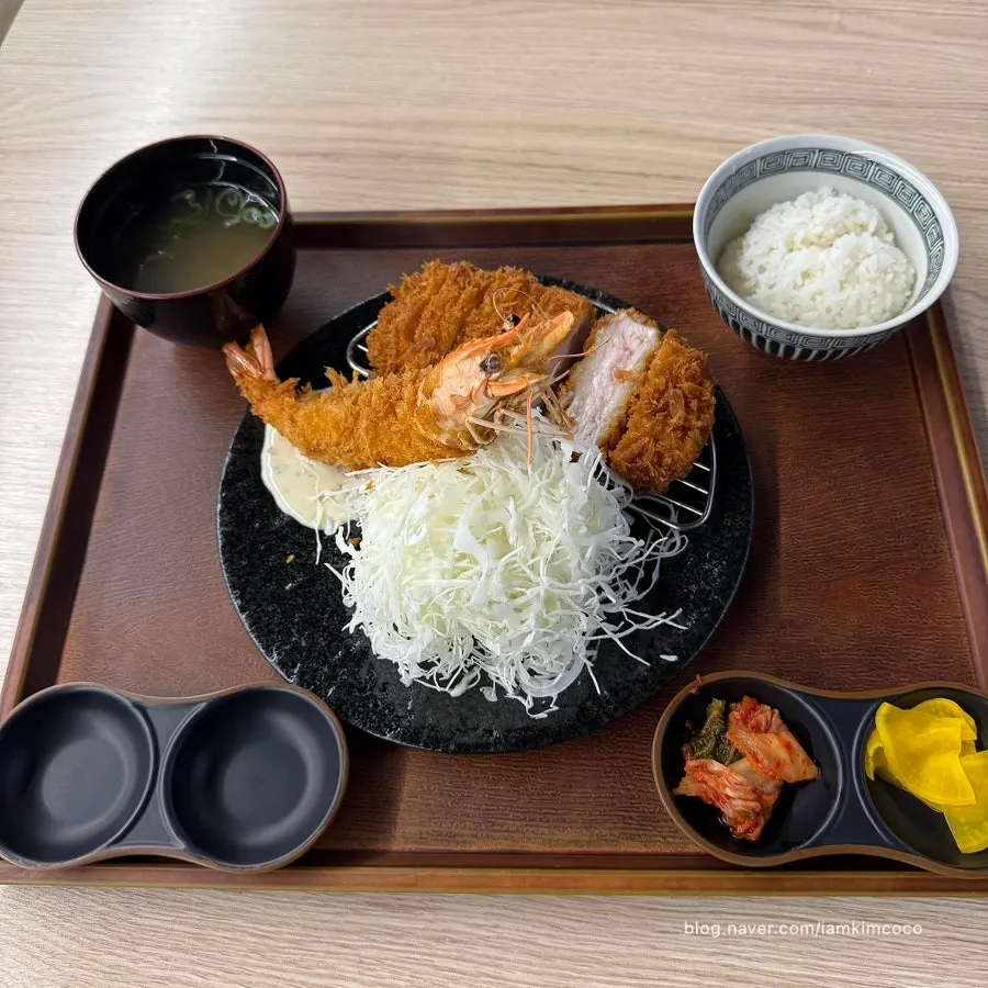 Ebi loin katsu with shrimp cutlet and pork loin cutlet