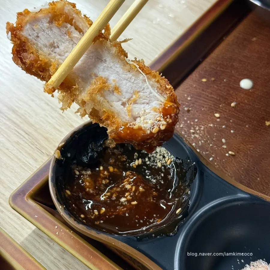Tonkatsu dipped in sesame-seed tonkatsu sauce