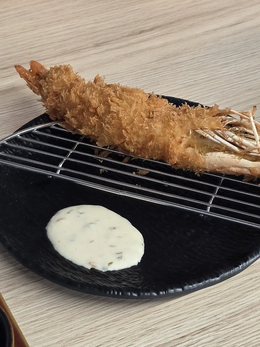 Rosu katsu topped with wasabi