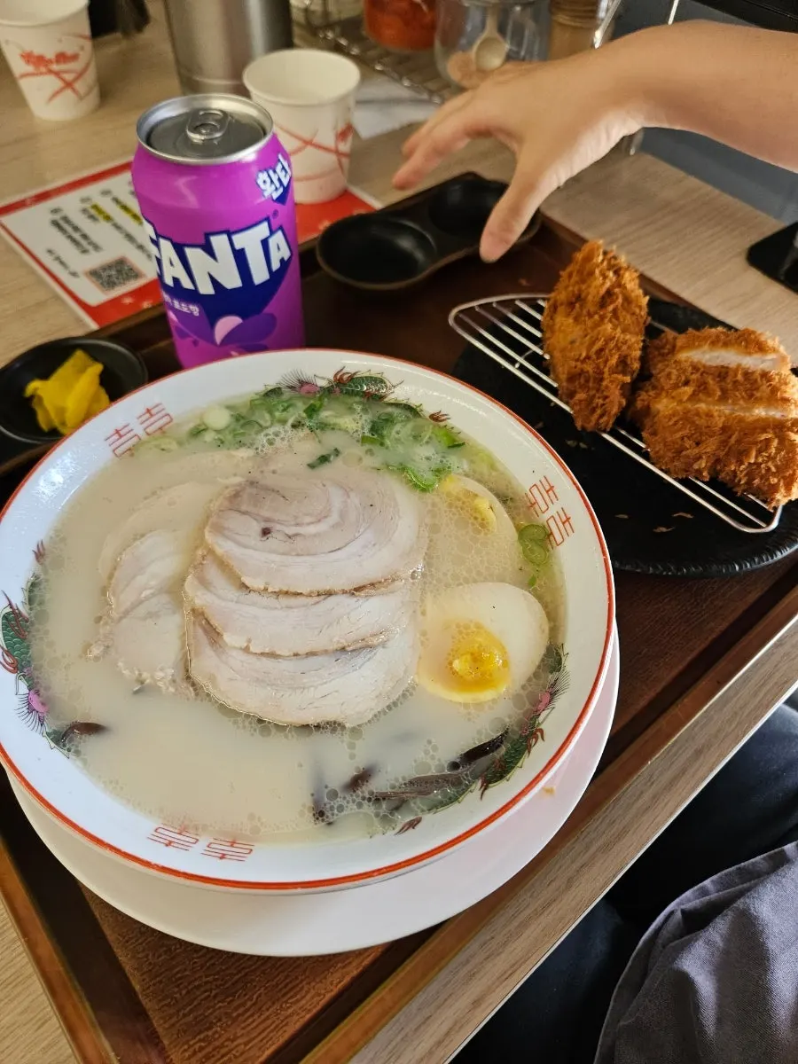 Clean broth and noodles of the chashu ramen