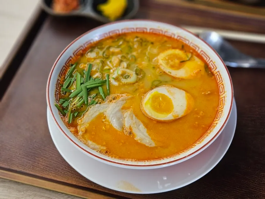 A bowl of spicy Taiwan ramen