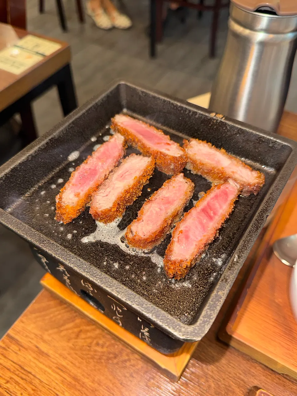 Crispy fried gyukatsu with wasabi and shredded cabbage