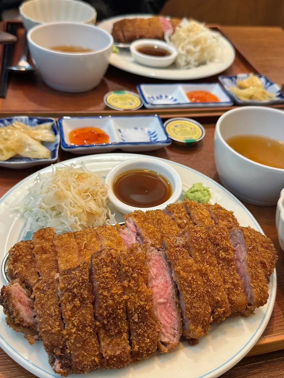 Double gyukatsu set filling the plate