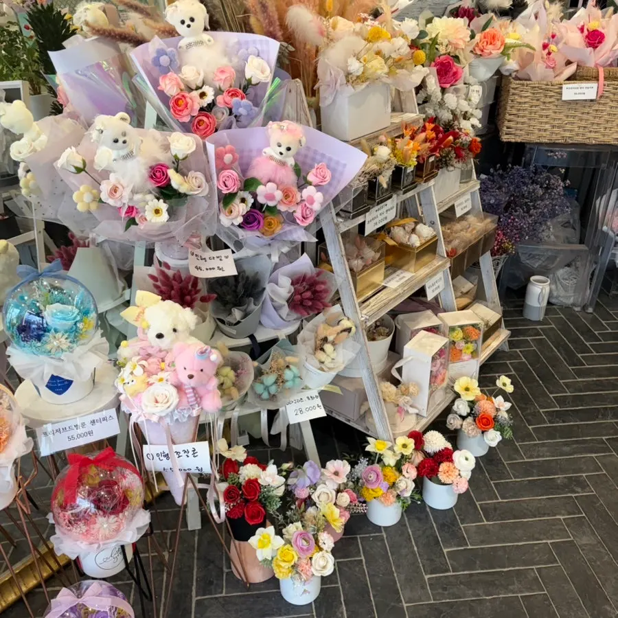 Fresh flower display inside the shop