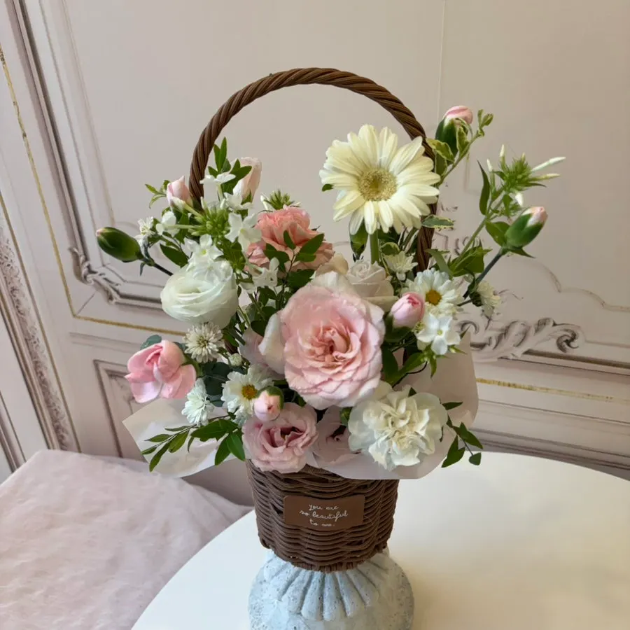 The mini flower basket reserved and picked up