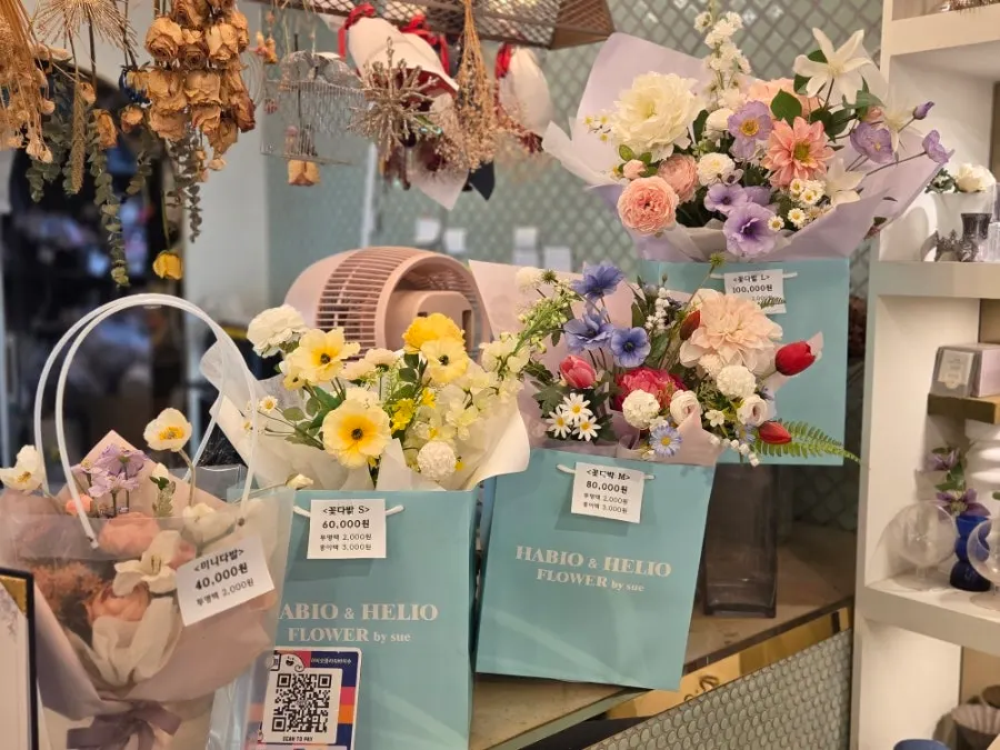 꽃다발 사이즈별 가격 안내판