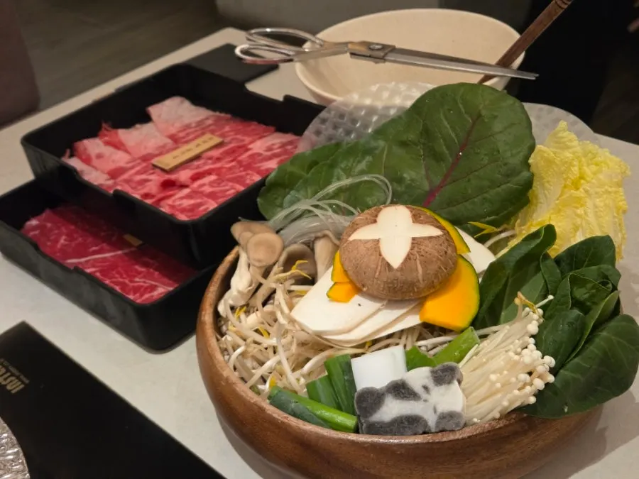 Vegetable spread including panda-shaped glass noodles