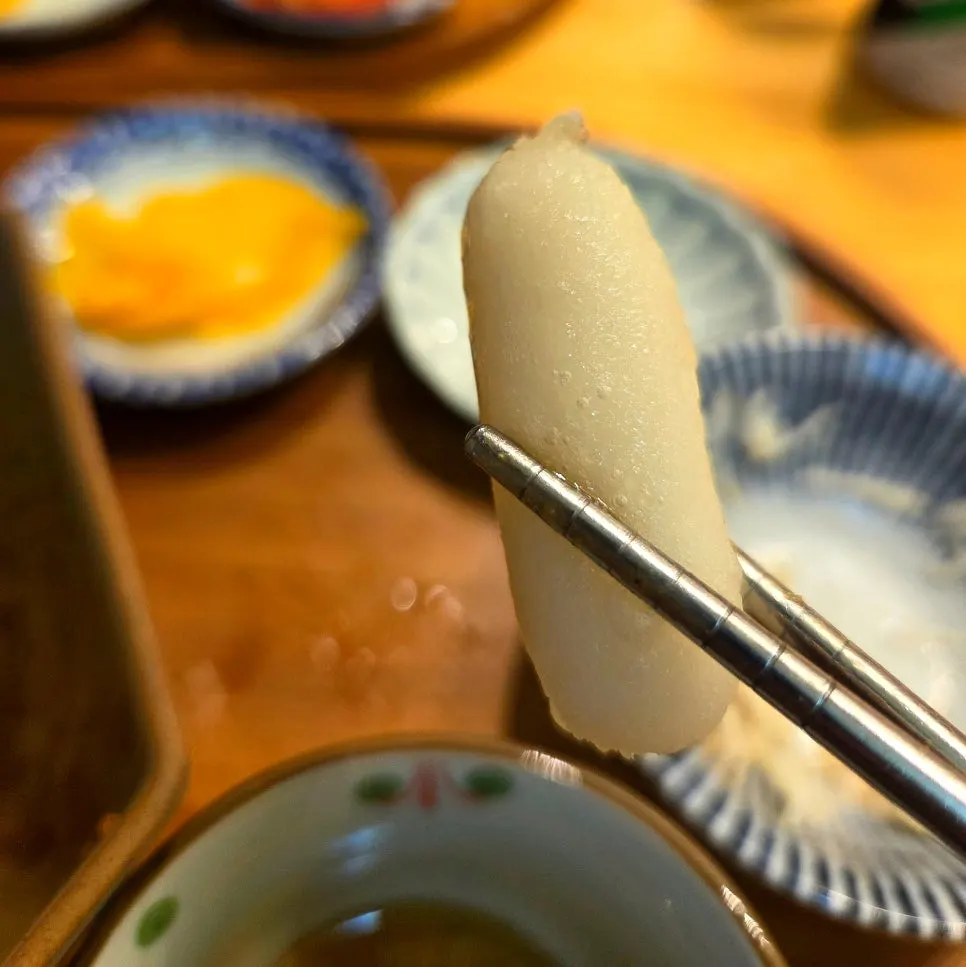 Chewy rice cake dessert filled with condensed milk